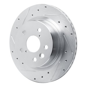 Lexus IS300 Brake Rotor (1) - Rear Left - R1 Concepts - Drilled & Slotted - Silver - `21-`25